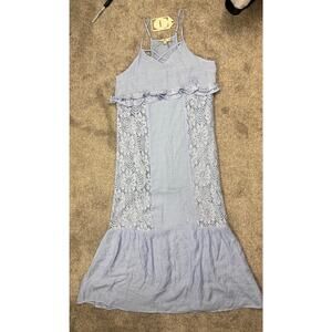 New with Tags, Dusty Blue Lacey Entro Maxi Dress size Medium